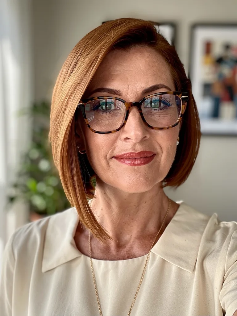 rich copper auburn angled bob